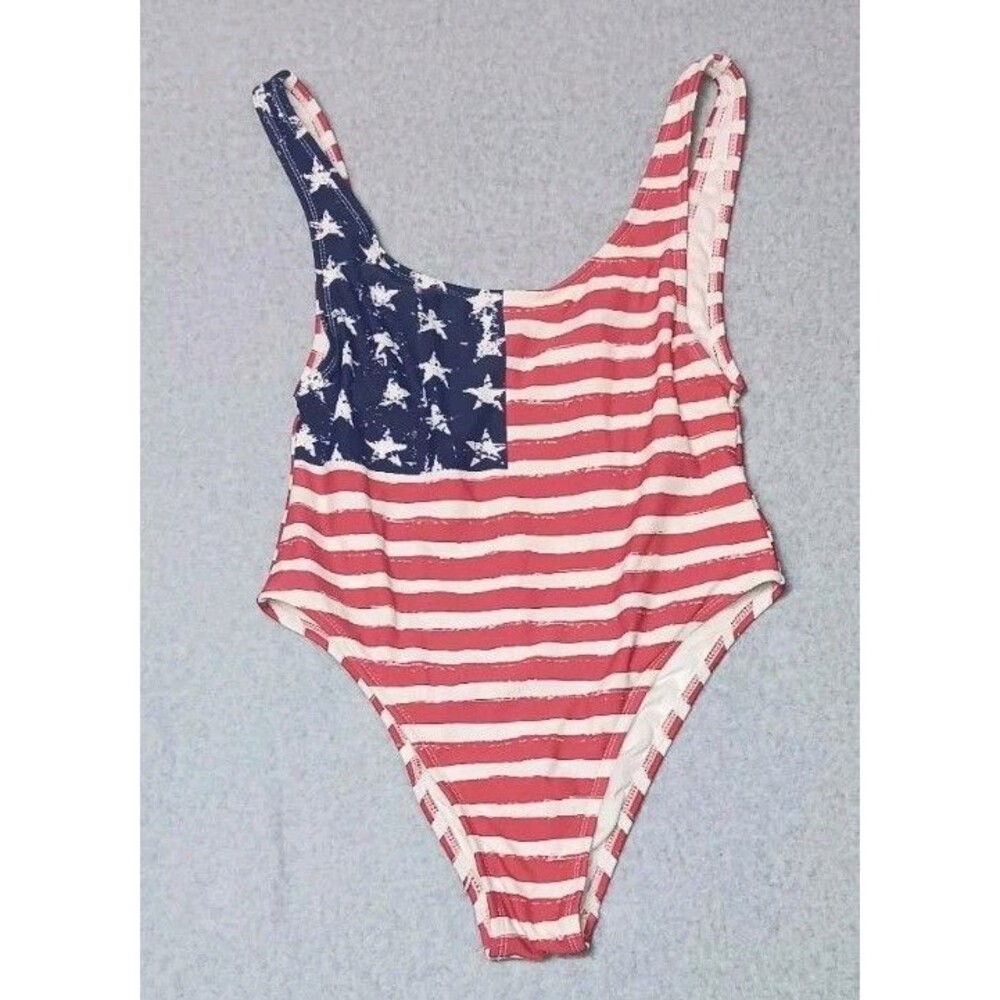 Xhilaration Patriotic American Flag One Piece Swimsuit  Womens Size Small Red...
